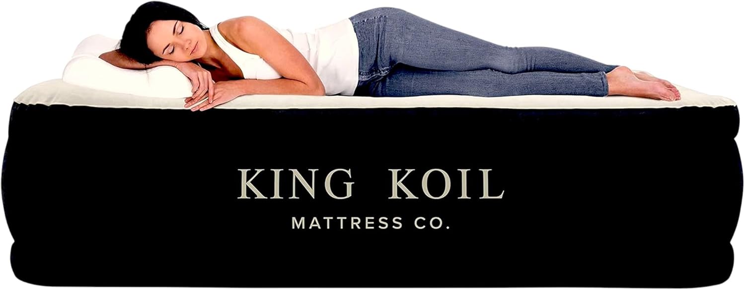 King Koil Luxury Air Mattress Queen with Built in Pump, Integrated Pre