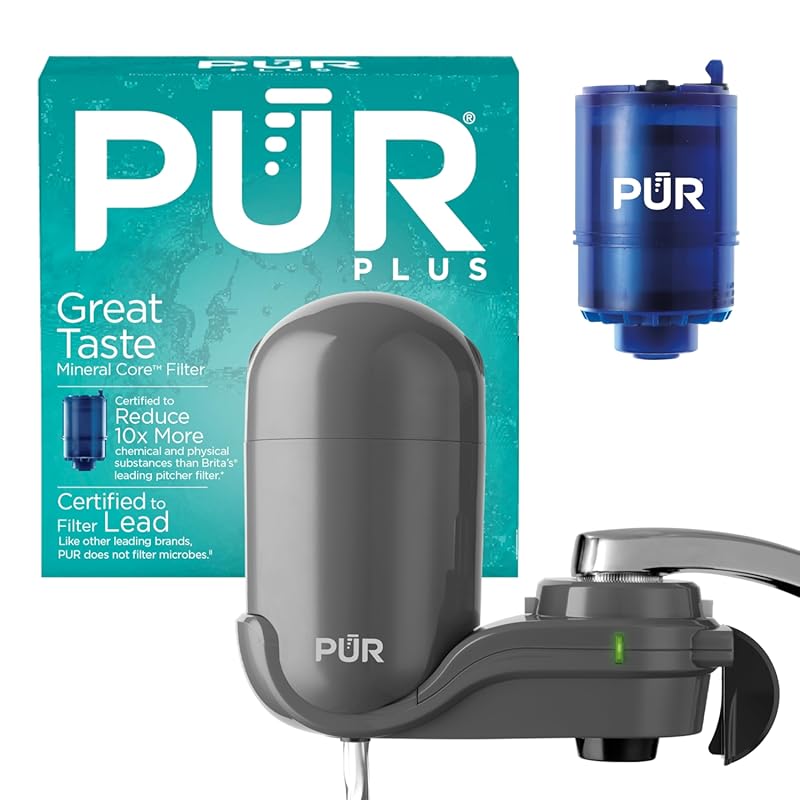 PUR Plus Faucet Mount Water Filter, Reduces Lead, 100-Gallon Capacity,