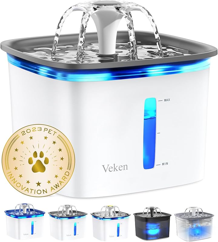 Veken Innovation Award Winner 95oz/2.8L Pet Fountain, Automatic Cat Wa