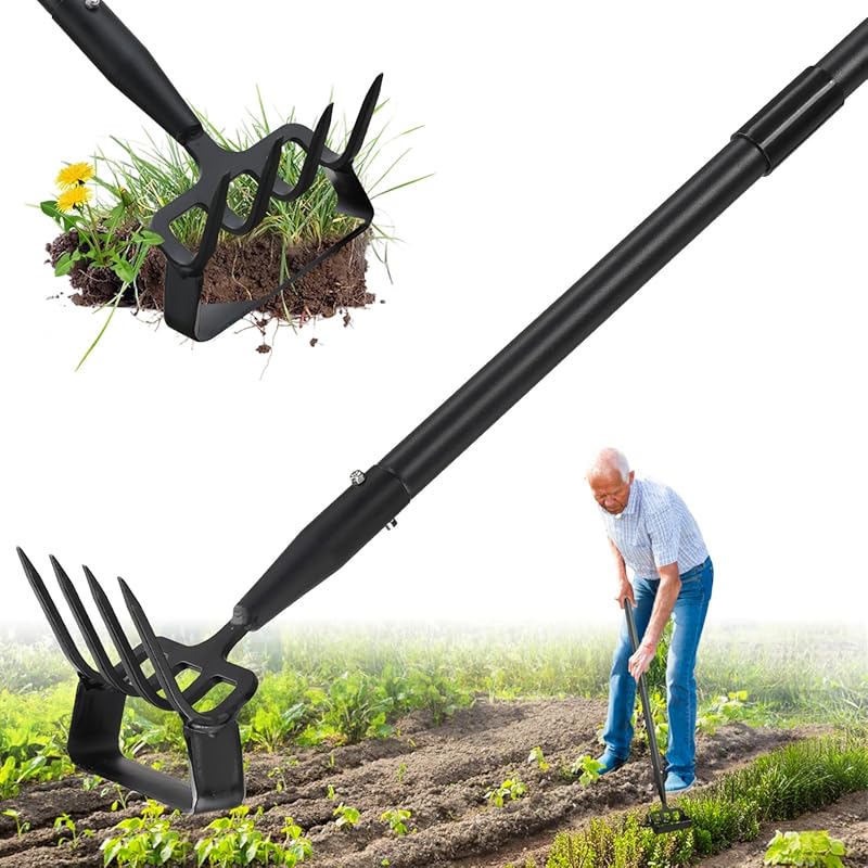 Garden Hoe,2 in 1 Heavy Duty Stirrup Hoe and Cultivator Gardening Tool