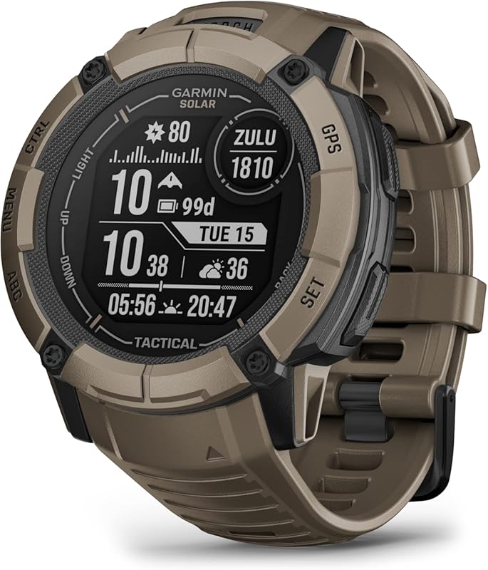Garmin Instinct 2X Solar - Tactical Edition, Rugged GPS Smartwatch, Bu