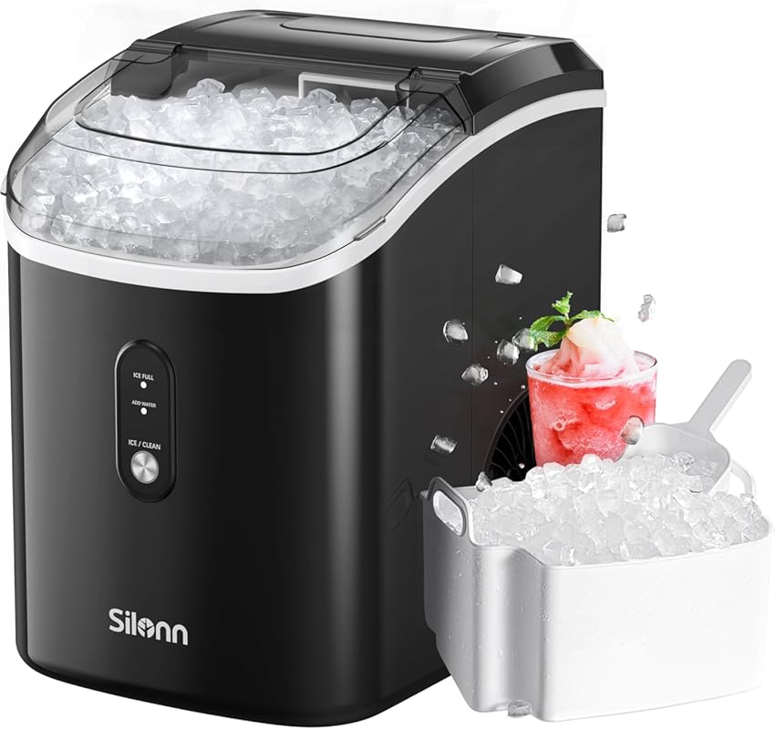 Nugget Ice Maker Countertop, Silonn Chewable Pellet Ice Machine with S