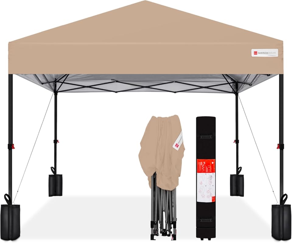 8x8ft Pop Up Canopy Tent with Easy 1-Person Setup and Included Weight 