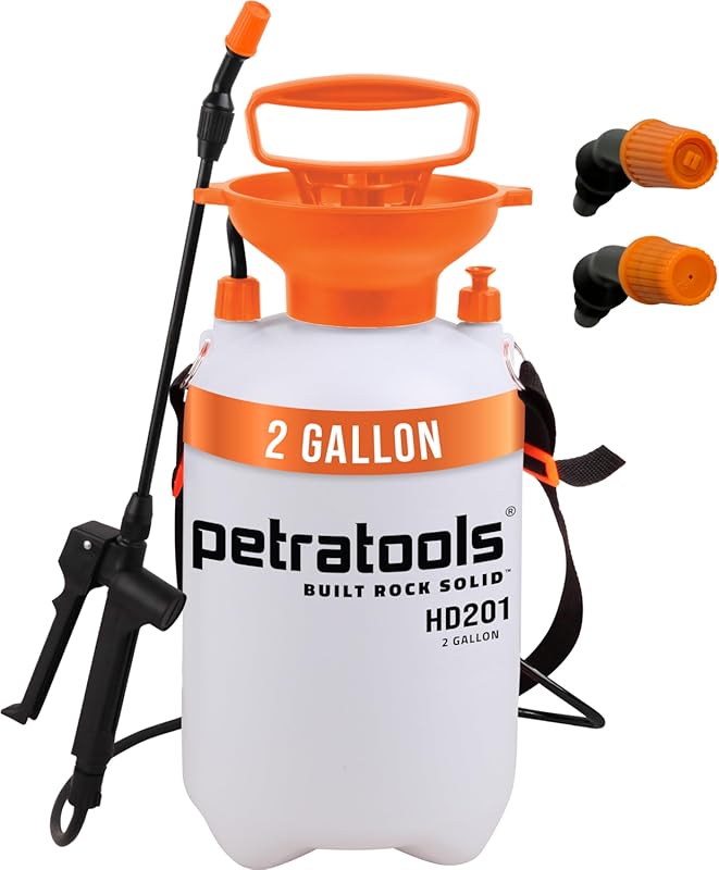 Petratools 2 Gallon Pump Sprayer - HD201 Garden Sprayer for Weeds, Law