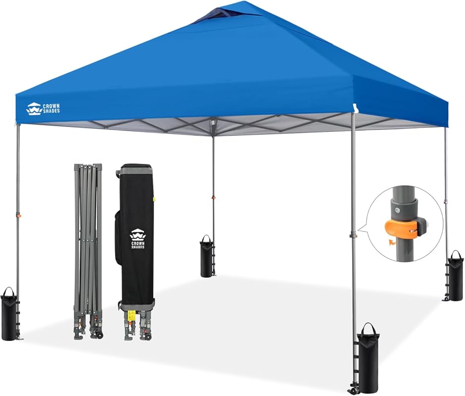 10x10 Adjustable Height Pop Up Canopy with One-Push Setup and Carry Ba