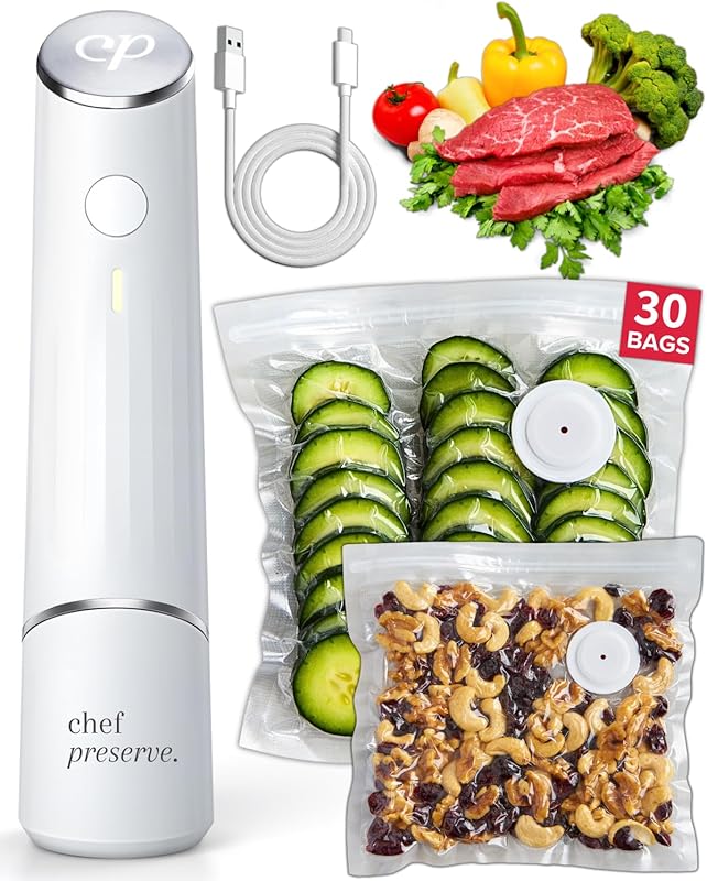 Chef Preserve Compact Vacuum Sealer for Food  Powerful Handheld Vacuum