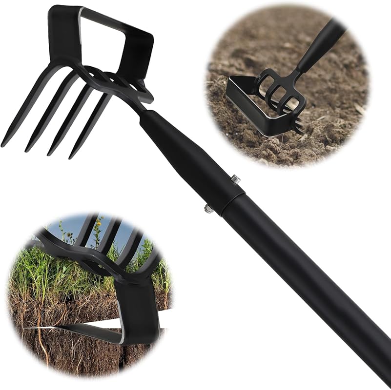 Garden Hoe, 62 Inch Weed Tool, Long Soil Tiller Cultivator, Heavy Duty