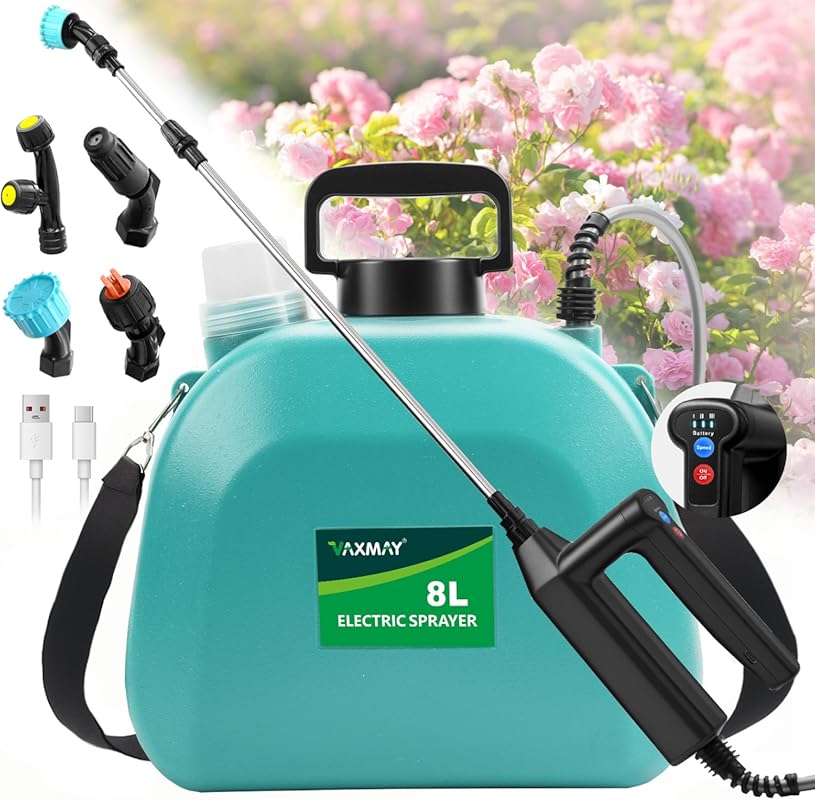 Battery Powered Sprayer 2 Gallon, 2025 Upgrade Electric Sprayer with 3