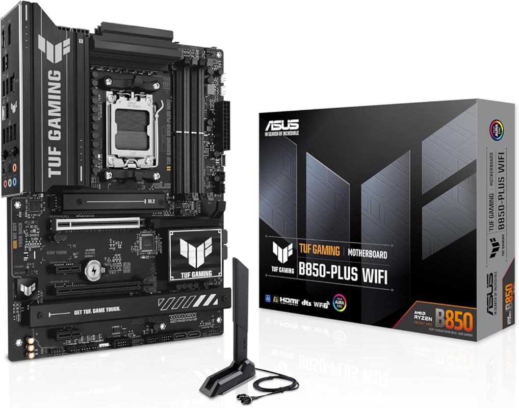 ASUS TUF Gaming B850-PLUS WiFi AMD AM5 B850 ATX Motherboard, 14+2+1 80