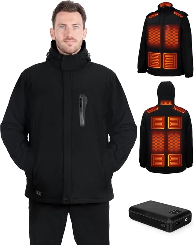 Heated Jacket for Men with Rechargeable Pack, Winter Windproof Electri