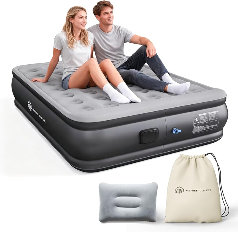 Queen Air Mattress with Built in Pump Newly Upgraded one-Touch air Mat