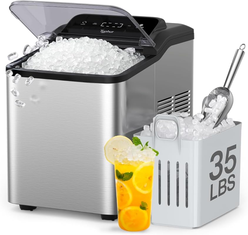 Typhur Fast Nugget Ice Maker Countertop with Self-Cleaning Pump, 35lbs