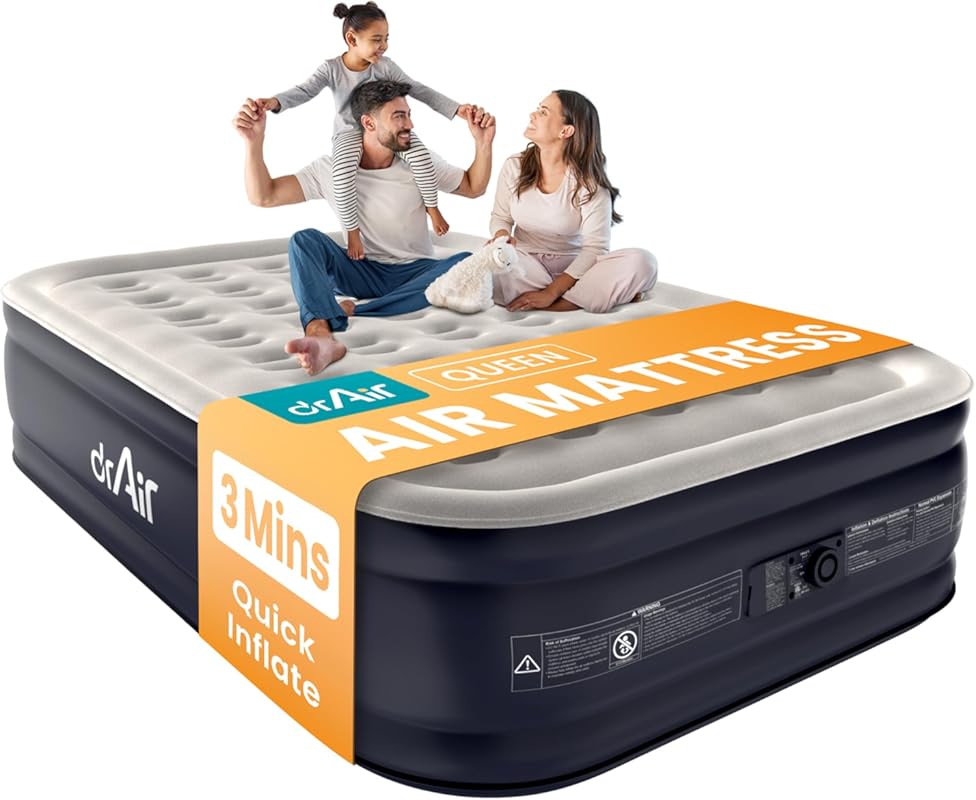 Queen Air Mattress with Built-in Pump, 18” Raised Blow Up Mattress