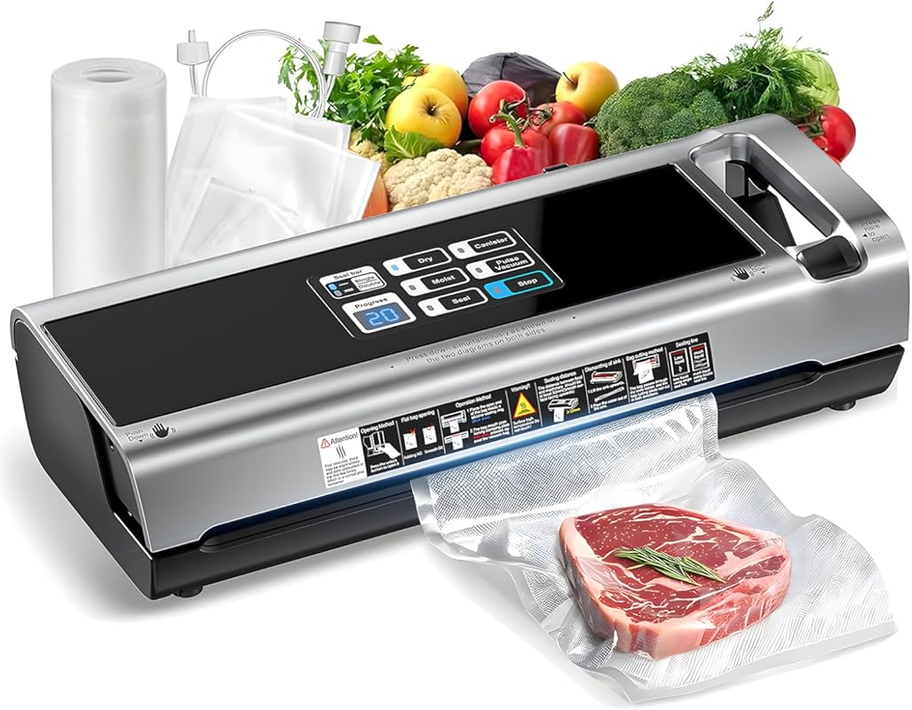 90KPa Portable Vacuum Sealer Machine for Food, One-Touch Open Lid, Det
