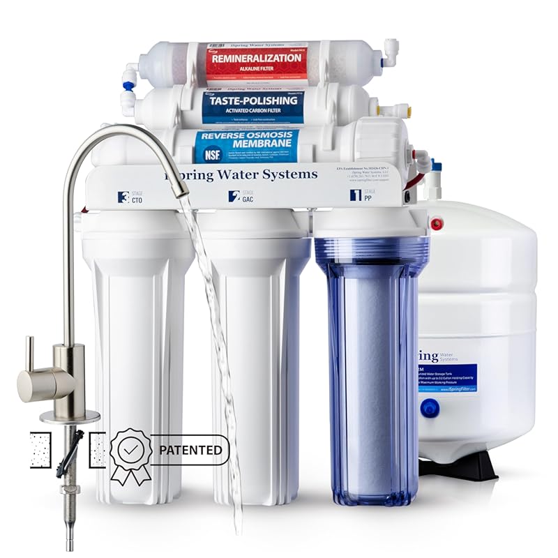 iSpring 6-Stage Under Sink Alkaline Reverse Osmosis System with Remine