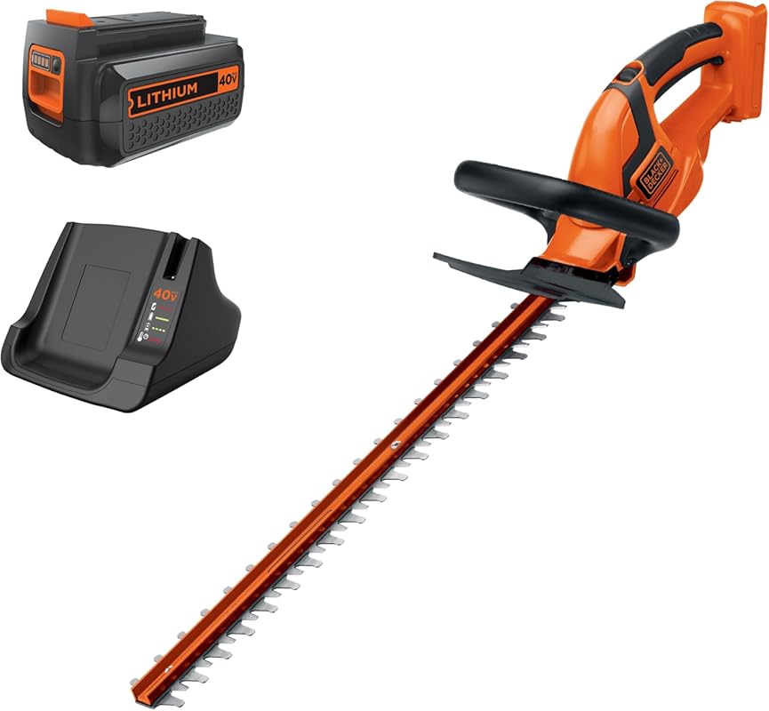 BLACK+DECKER 40V Cordless Hedge Trimmer with 24-inch Blade, Battery an