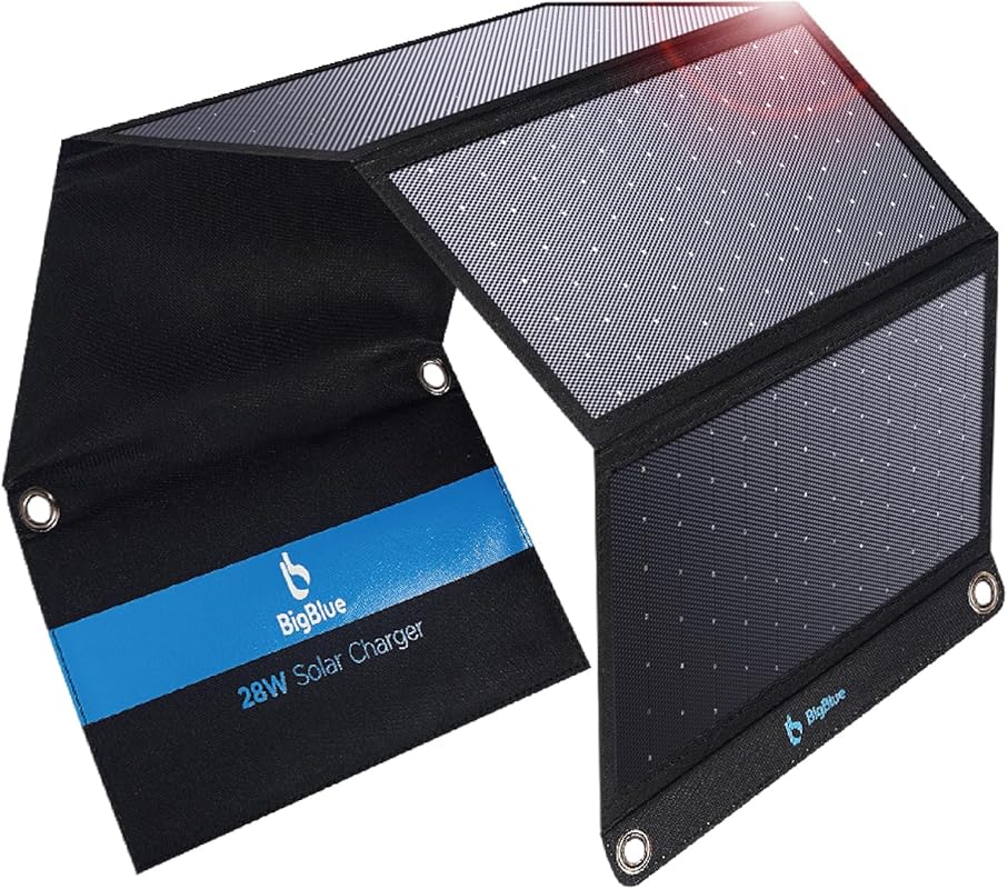 BigBlue 28W Portable Solar Panel Charger: Dual USB for Camping Power B