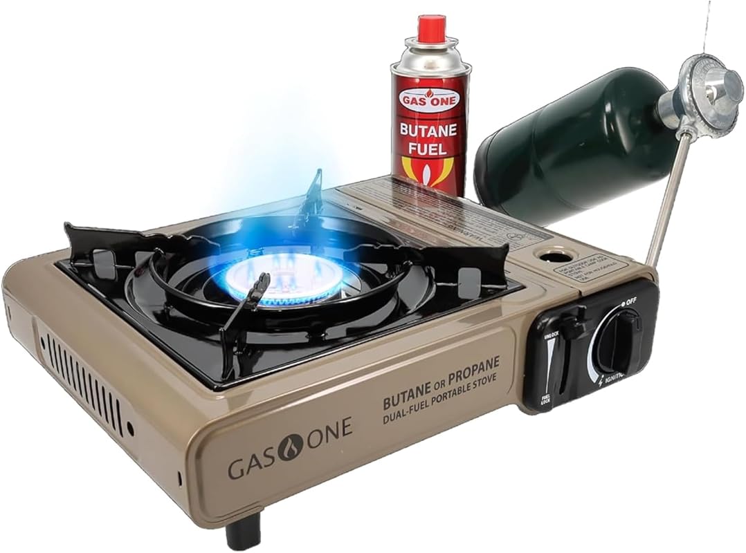 Gas One Portable Dual Fuel Stove: Propane or Butane with Carrying Case