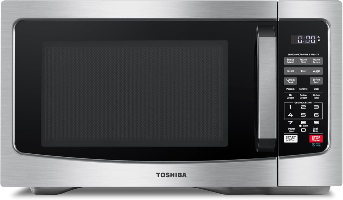 TOSHIBA 1.2 Cu Ft Countertop Microwave Oven, 1000W, Silver, Smart Humi