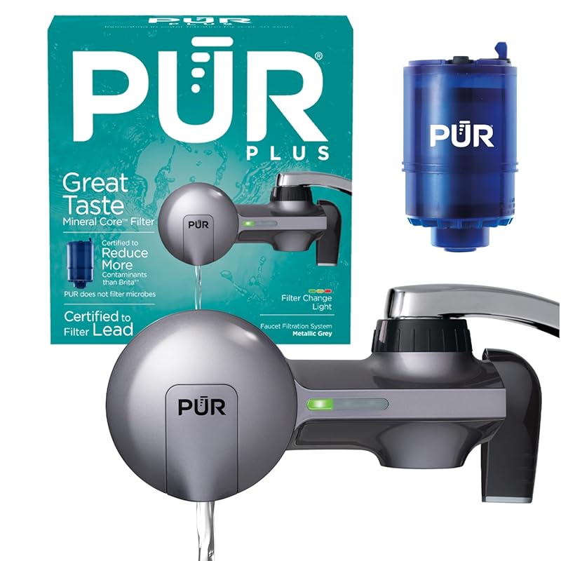 PUR Plus Horizontal Faucet Mount Water Filter System with 3-in-1 Lead