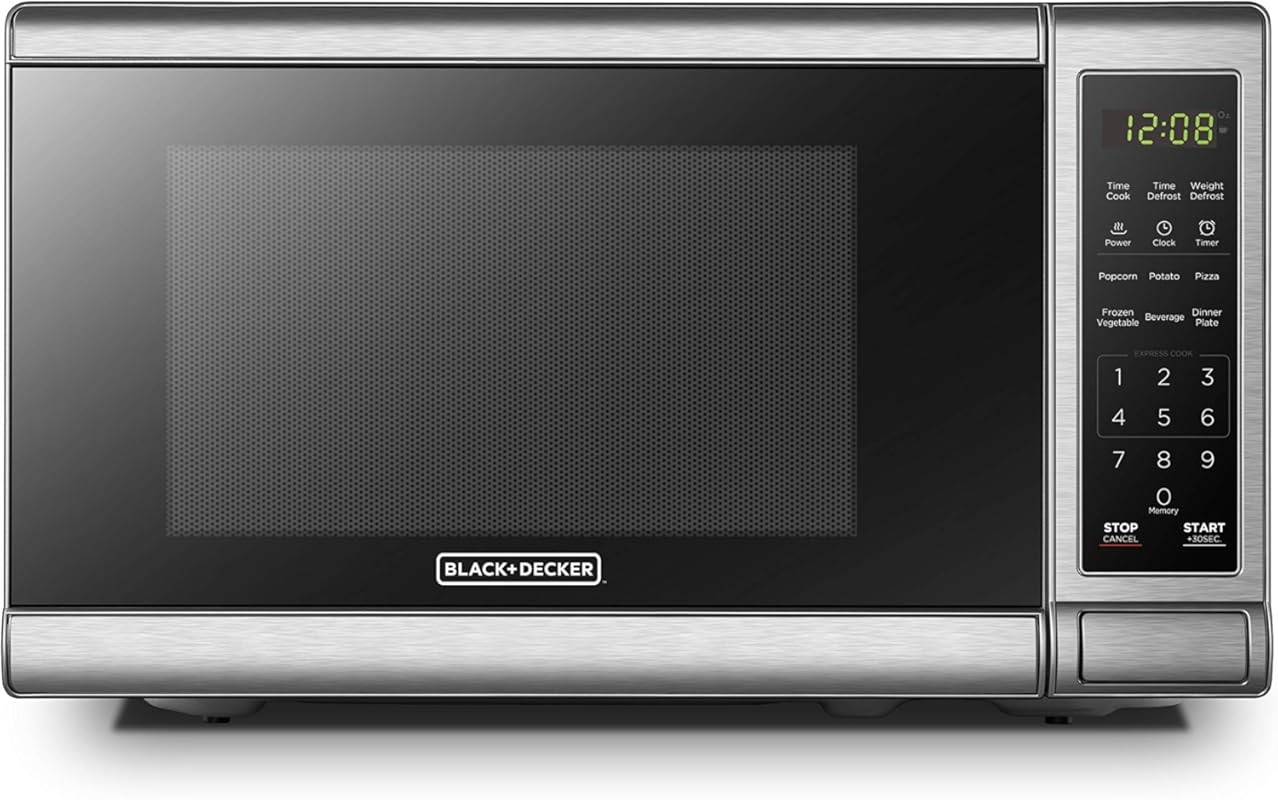 BLACK+DECKER EM720CB7 Digital Microwave Oven with Turntable Push-Butto