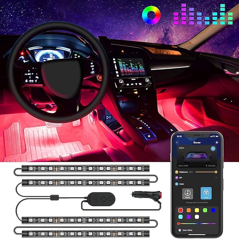 Smart Car Interior LED Lights: App Controlled RGB with DIY and Music M
