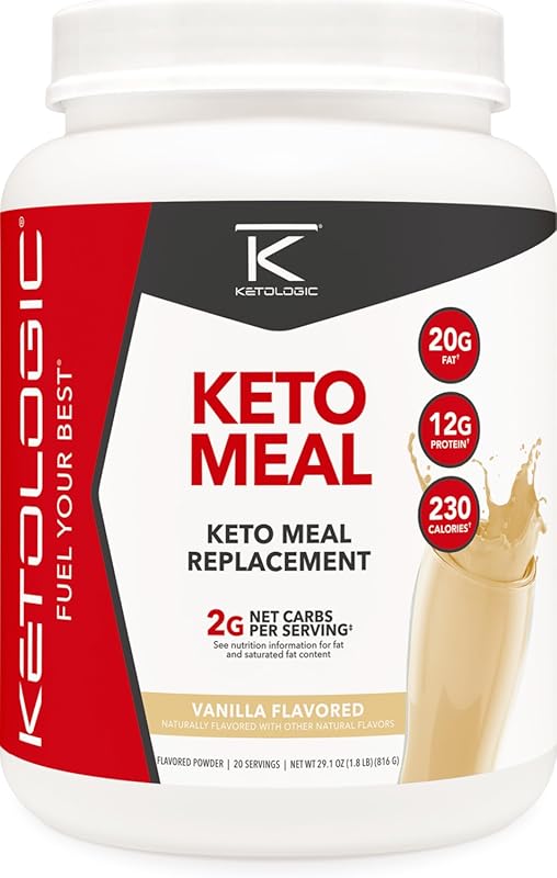 Ketologic Keto Meal Replacement Shake: Vanilla, with MCT Oil, Grass-Fe