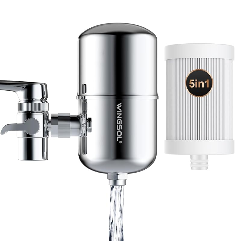 WINGSOL Stainless Steel Faucet Water Filter, NSF Certified, 360° Rotat