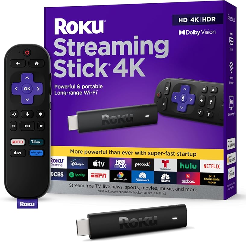 Roku Streaming Stick 4K: HDR, Dolby Vision, Voice Remote, and Long-Ran