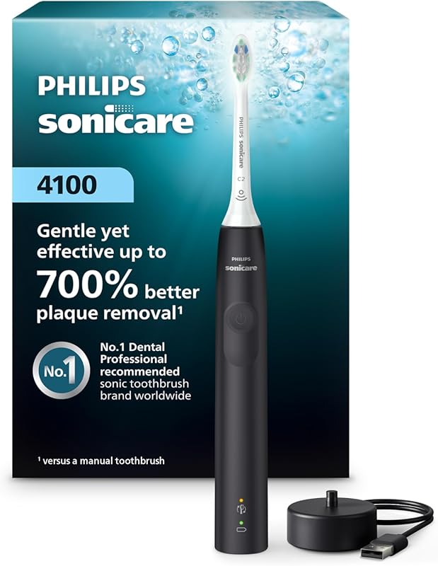 Philips Sonicare 4100 Series Black Electric Toothbrush: Pressure Senso