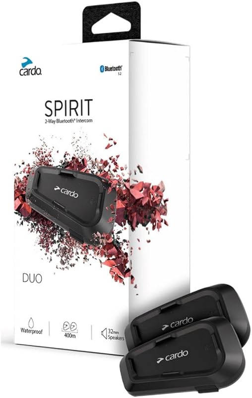 Cardo Spirit Motorcycle Bluetooth Headset: Dual Pack with Waterproof D