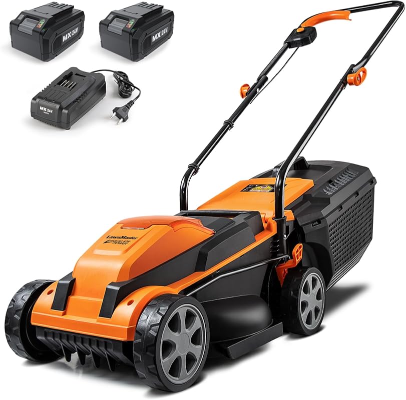 LawnMaster CLM2413A 13-Inch Cordless Mower: 24V Power, Two 4.0Ah Batte