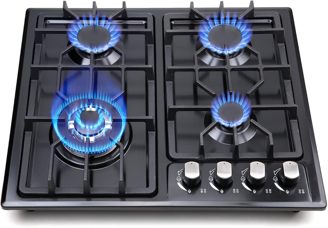 FORIMO Built-in Gas Cooktop: 4 Burner Stainless Steel Stove with NG/LP