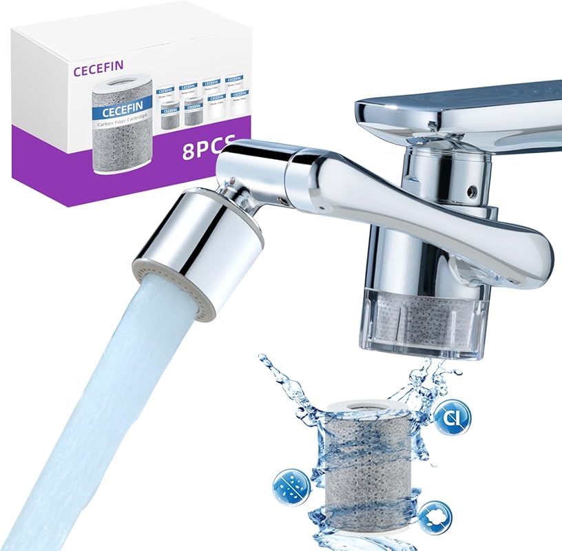 CECEFIN Faucet Mount Water Filter System with Swivel Aerator, Reduces