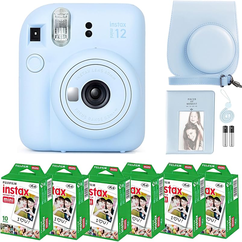 Fujifilm Instax Mini 12 Instant Camera: Pastel Blue with 60 Film Sheet