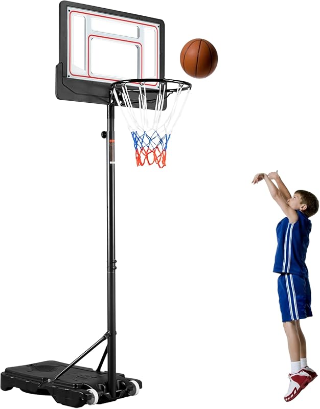 Portable Adjustable Basketball Hoop for Kids and Adults, Sturdy for In