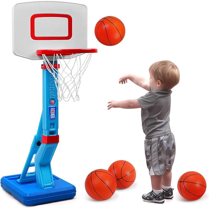 SUPER JOY Toddler Basketball Hoop - Height Adjustable Kids Basketball 
