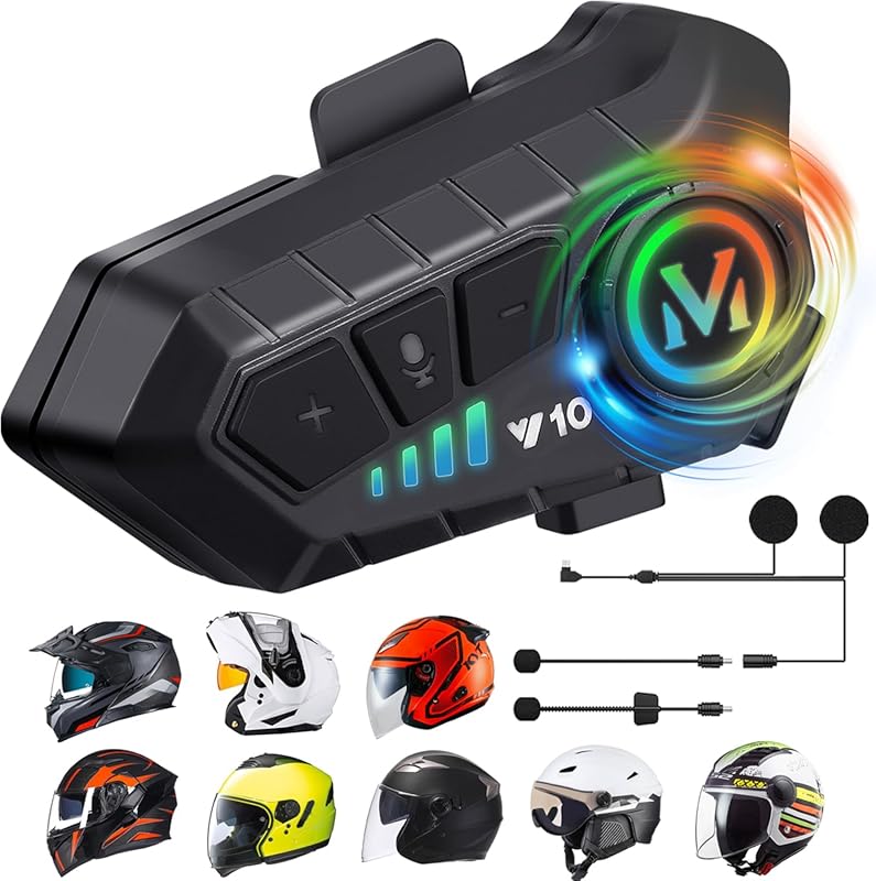 FEYA Motorcycle Bluetooth Headset: High Battery Life, IPX6 Waterproof,