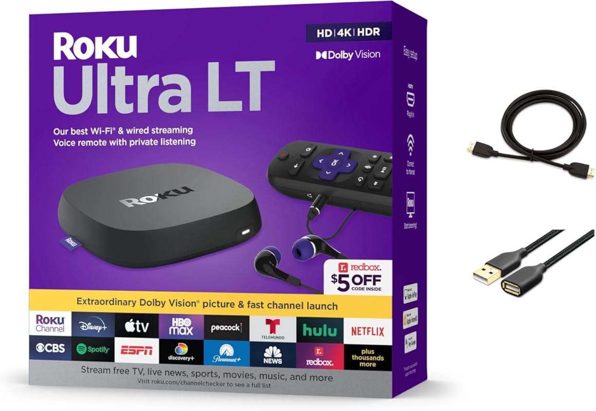 Roku Ultra LT 4K Streaming Device: HDR, Dolby Vision, Dual-Band Wi-Fi,