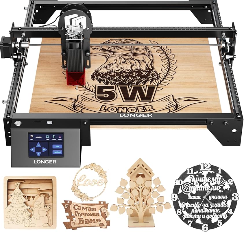 LONGER Ray5 CNC Laser Engraver: 5W Laser with 3.5-inch Touch Screen an
