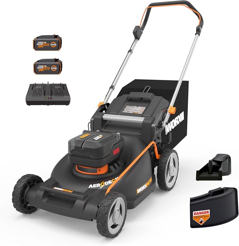 WORX Nitro 40V 21-inch Cordless Brushless Electric Push Mower, 7-Heigh