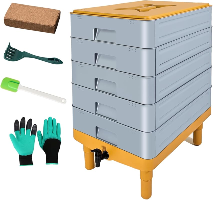 Best 5-Tray Worm Composter: 100L Indoor & Outdoor Vermicomposting Bin 