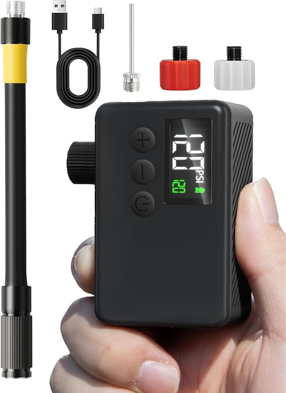 The Portable Mini Electric Bike Pump with Digital Gauge and 120 PSI fo