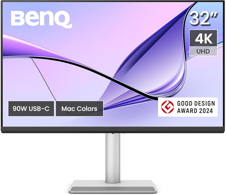 BenQ 32-inch 4K Monitor for MacBook: Dual USB-C with 90W Power Deliver