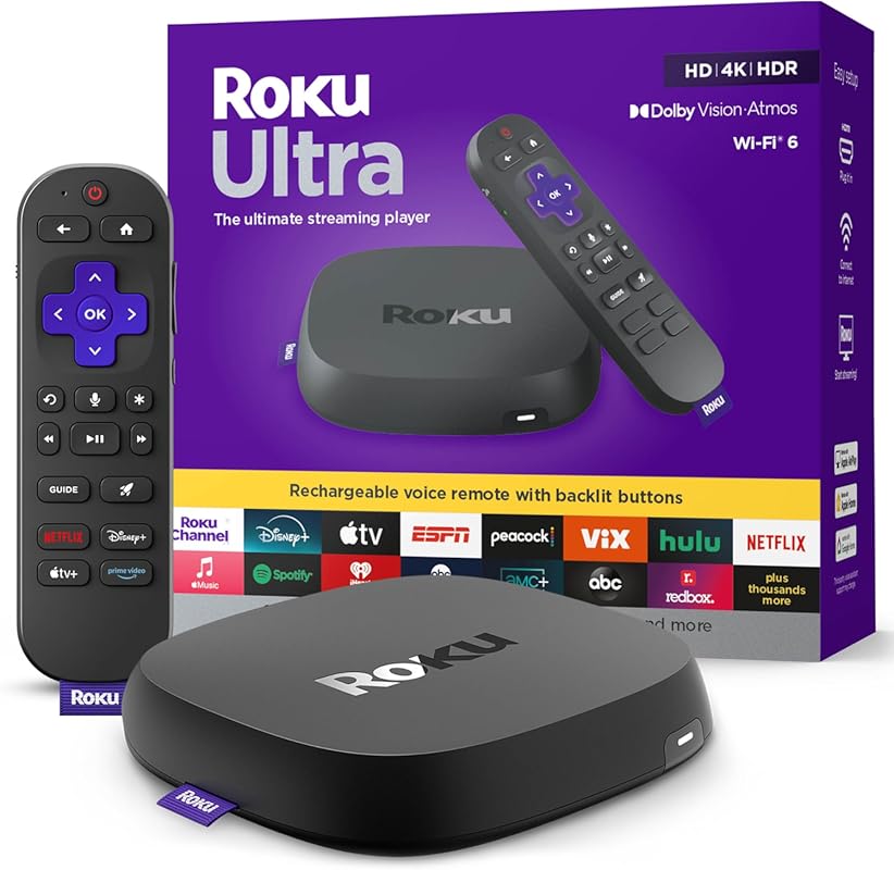 Roku Ultra 4K Streaming Device with HDR10+, Dolby Vision, Atmos, Wi-Fi