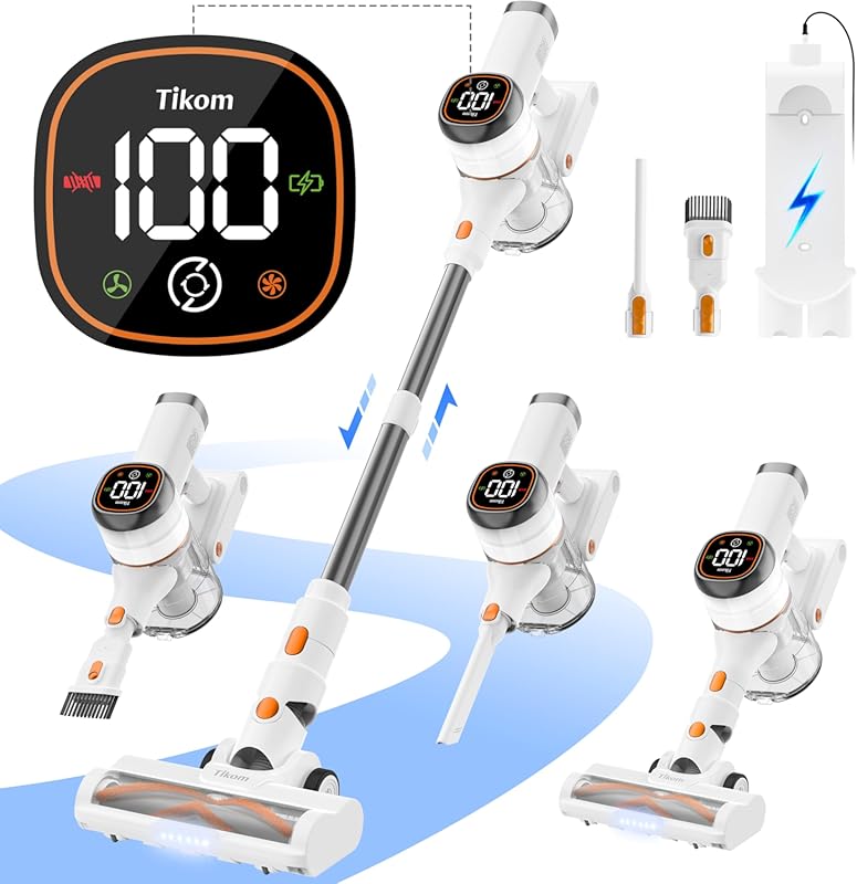 Tikom V500 Cordless Vacuum: Powerful Suction, LED Touch Screen, Anti-T