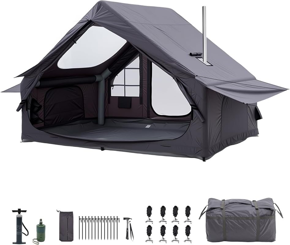 Inflatable Air Beam Family Cabin Tent with Electric Pump, Waterproof, 