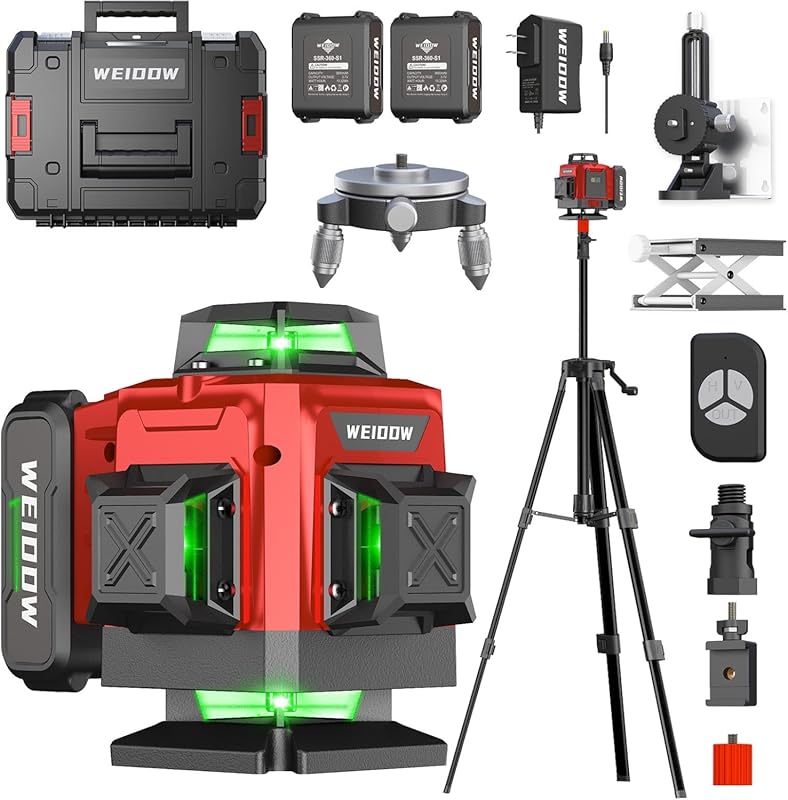 Best 360° Laser Level with Tripod: 16 Lines Green, Self-Leveling for C