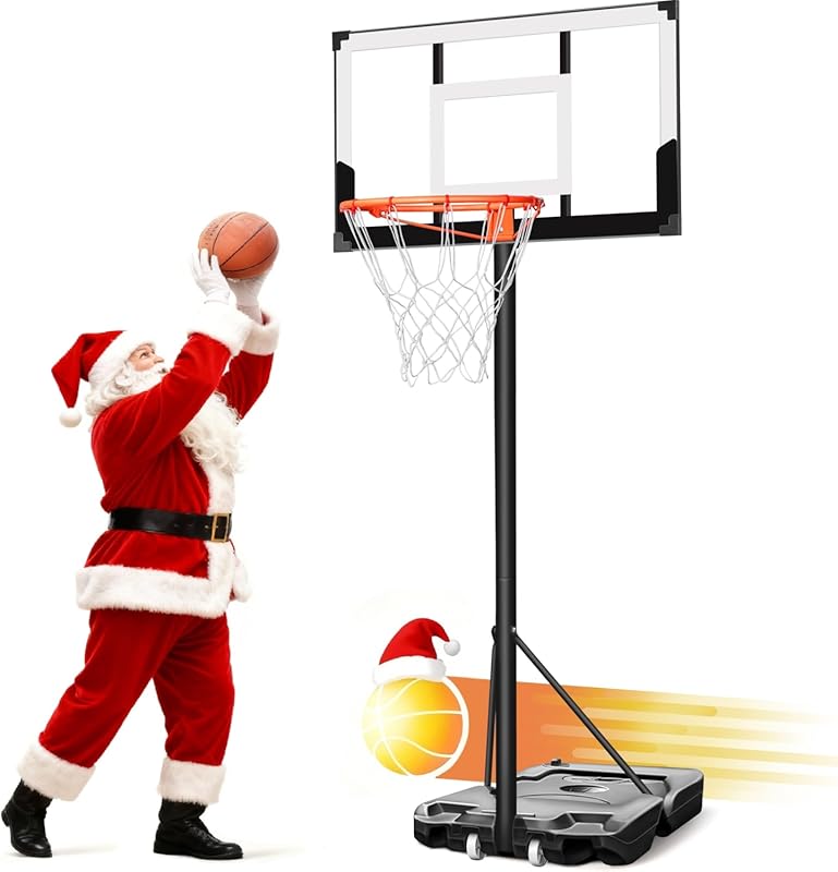 Portable Rapid-Adjustable Outdoor Basketball Hoop with Shatterproof Ba