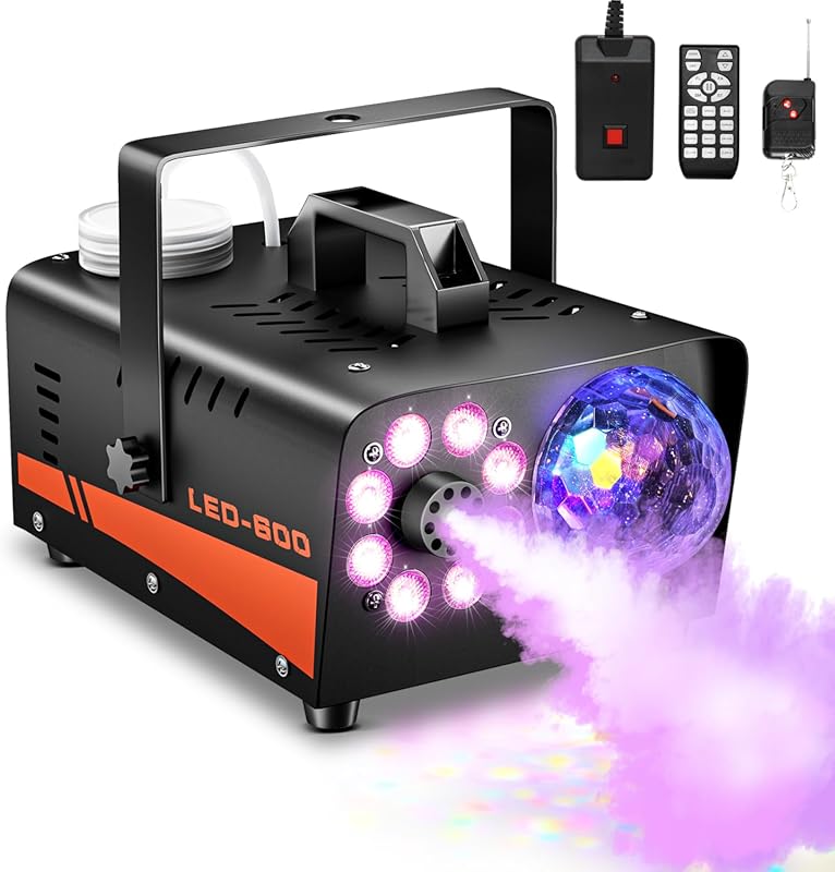 Best Halloween Fog Machine: 600W 4000CFM, Disco Ball, 13-Color LED, Wi